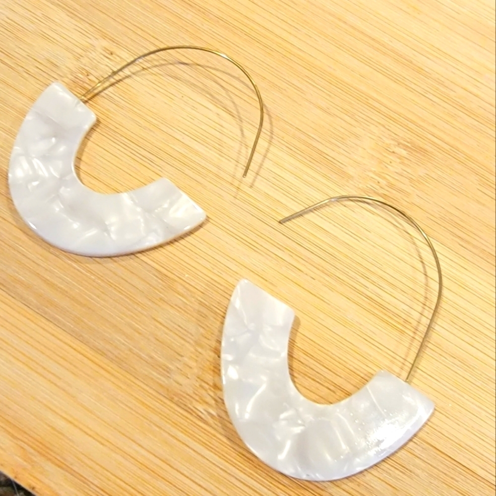 White Thread Through Earrings - image 2